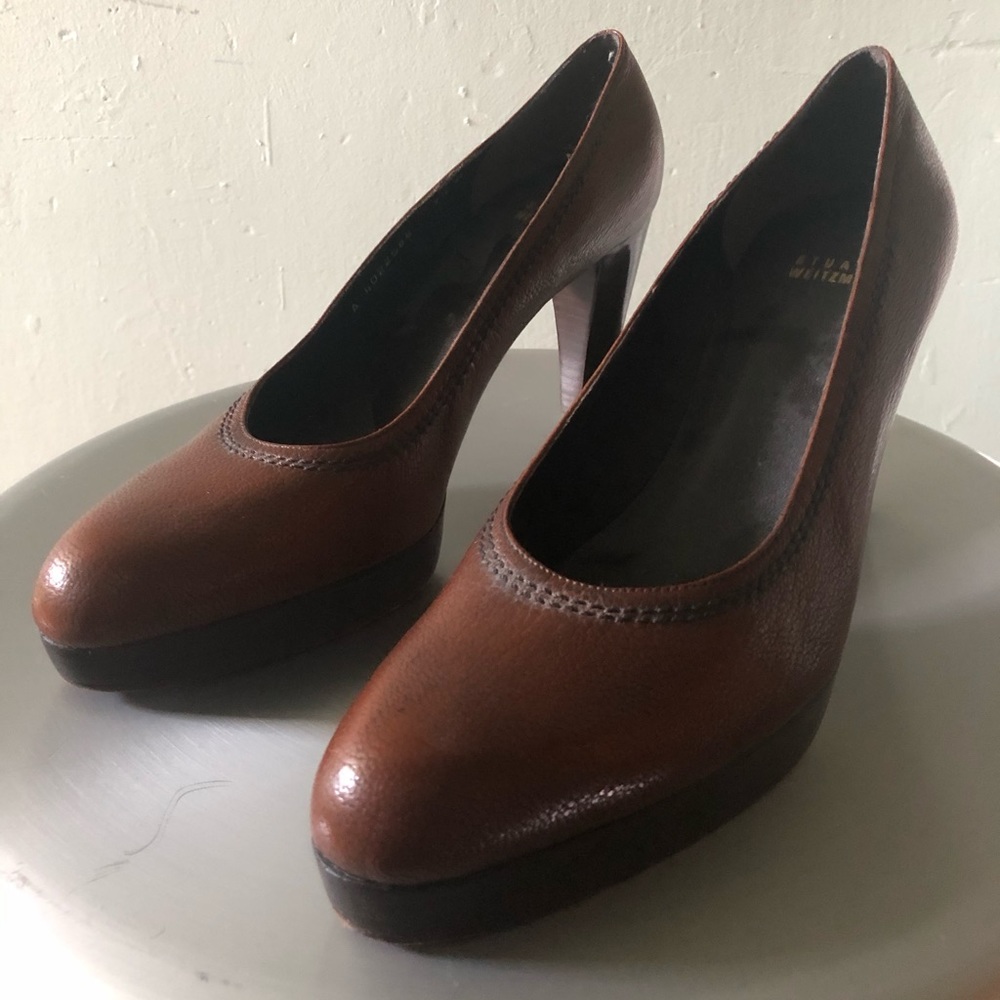 Stuart Weitzman Brown Leather Heels Size 9.5M